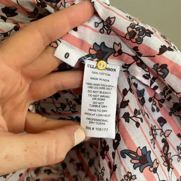Ulla Johnson Selvi Printed Cotton Gauze Midi Dress Size 0 Pink White Floral Boho - Picture 16 of 16